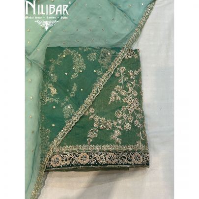 Pear Green Tissue Organza Unstitched Suit