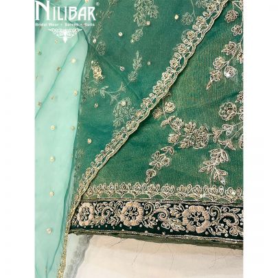 Pear Green Tissue Organza Unstitched Suit