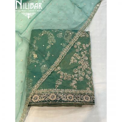 Pear Green Tissue Organza Unstitched Suit