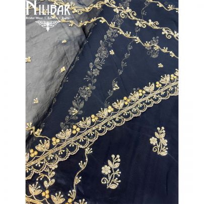 Navy Blue Crepe Unstitched Suit