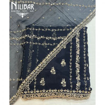 Navy Blue Crepe Unstitched Suit