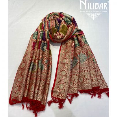 Red Georgette Banarasi Dupatta.