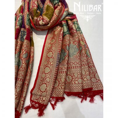Red Georgette Banarasi Dupatta.