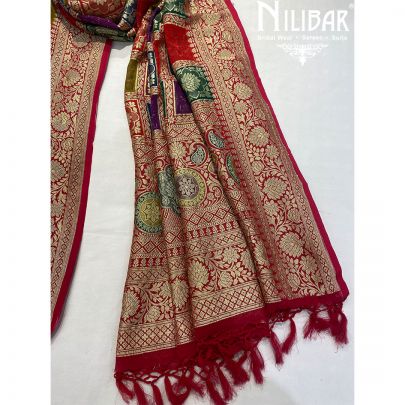 Pink Georgette Banarasi Dupatta.