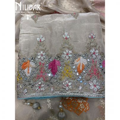 Beige Lame Unstitched Suit