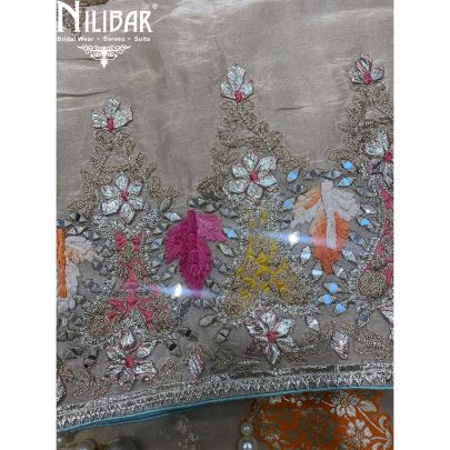 Beige Lame Unstitched Suit