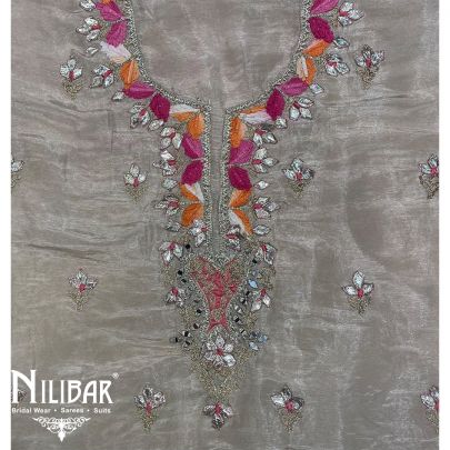 Beige Lame Unstitched Suit