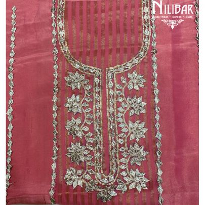 Onion Pink Lame Unstitched Suit