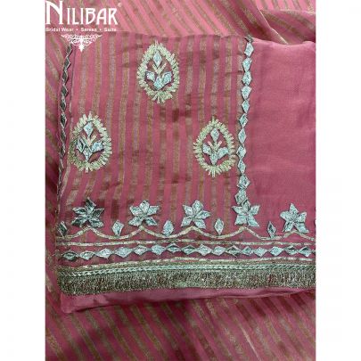 Onion Pink Lame Unstitched Suit