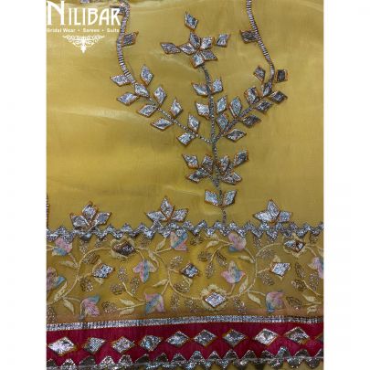 Light Yellow Crepe Chinon Unstitched Suit