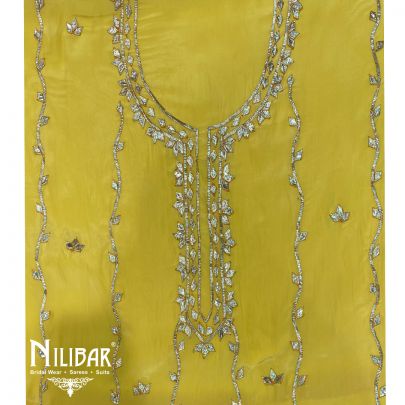 Light Yellow Crepe Chinon Unstitched Suit