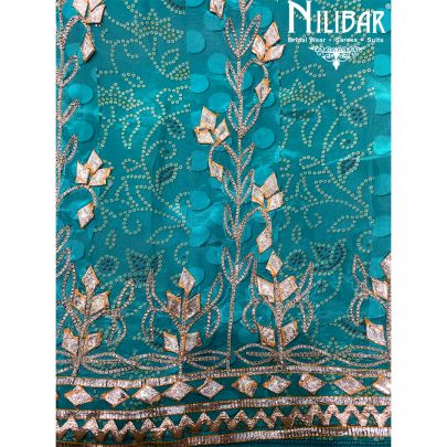 Firozi Crepe Chinon Unstitched Suit