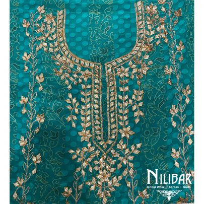 Firozi Crepe Chinon Unstitched Suit