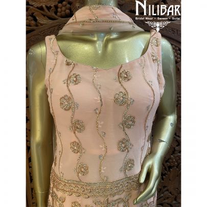 Peach Georgette Net Garara Suit