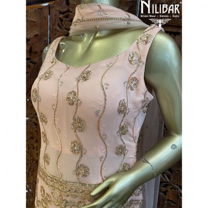 Peach Georgette Net Garara Suit