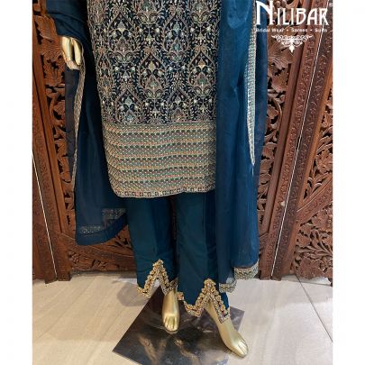 Peacock Green Georgette Silk Organza Pant Suit