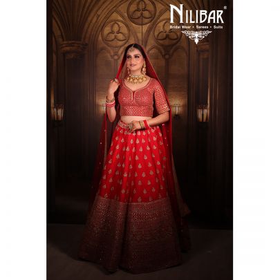 Red Silk and Net Lehenga