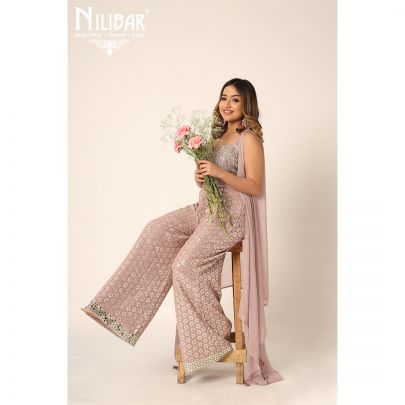 Mauve Georgette Palazzo Set