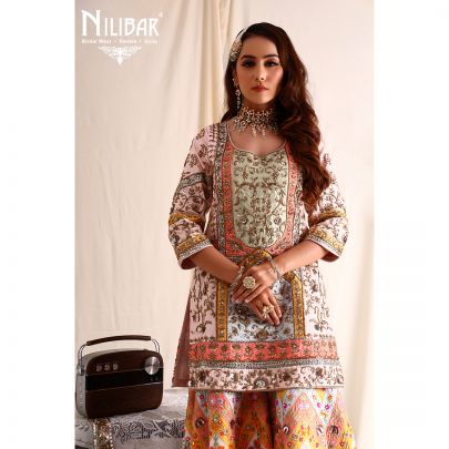 Multicolor Silk Garara Suit
