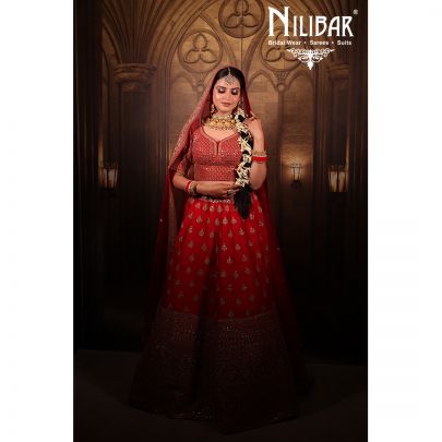 Red Silk and Net Lehenga
