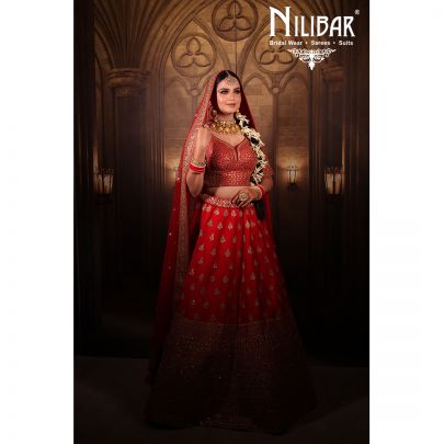 Red Silk and Net Lehenga