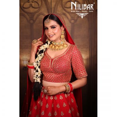 Red Silk and Net Lehenga