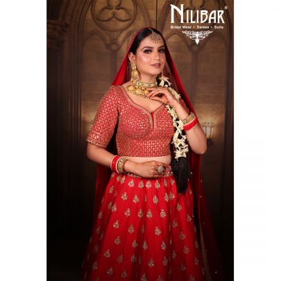 Red Silk and Net Lehenga