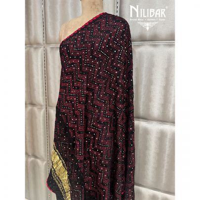 Black Bandhani Gaji Silk Dupatta