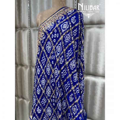 Royal Blue Bandhani Gaji Silk Dupatta