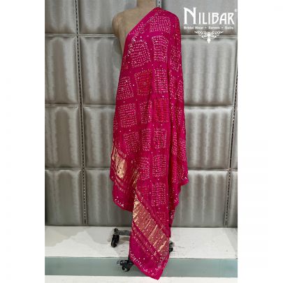 Hot Pink Bandhani Gaji Silk Dupatta