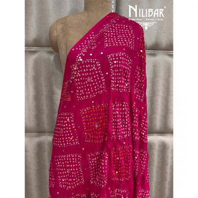 Hot Pink Bandhani Gaji Silk Dupatta
