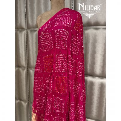 Hot Pink Bandhani Gaji Silk Dupatta