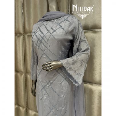 Grey Chinnon Chiffon Palazzo Suit