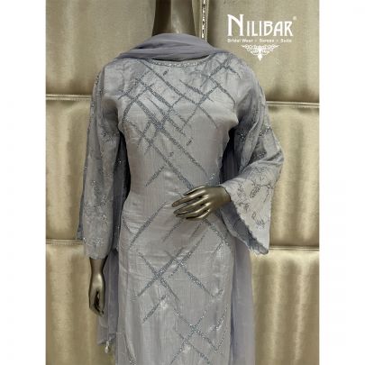 Grey Chinnon Chiffon Palazzo Suit