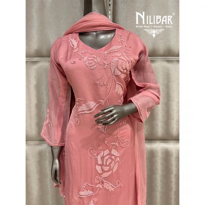 Blush Pink Organza chiffon Palazzo Suit
