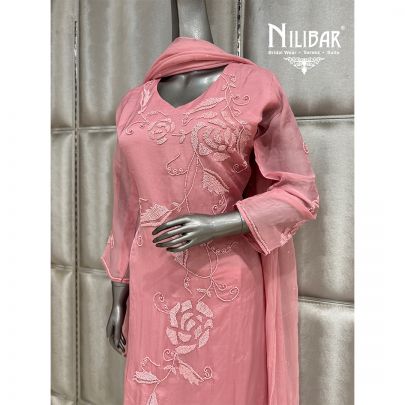 Blush Pink Organza chiffon Palazzo Suit