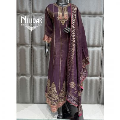 Purple Lame Silk Anarkali Suit