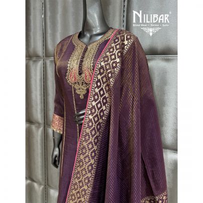 Purple Lame Silk Anarkali Suit
