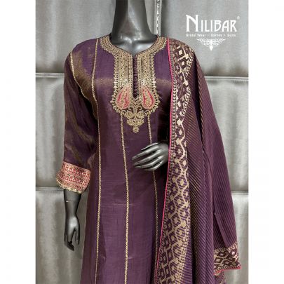 Purple Lame Silk Anarkali Suit