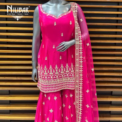 Bright Pink Chinnon Garara Suit