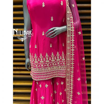 Bright Pink Chinnon Garara Suit