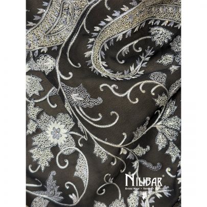 Black Georgette Thread Embroidered Shawl