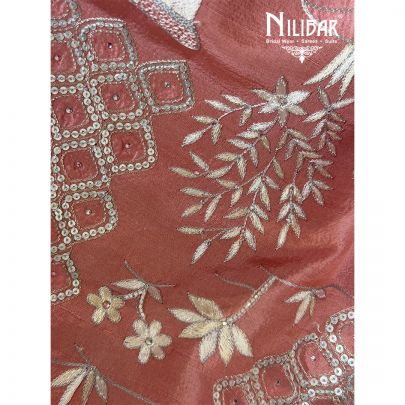 Pink Silk Thread & Stone Embroidered Shawl