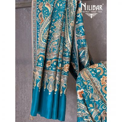 Rama Green Silk Thread & Stone Embroidered Shawl
