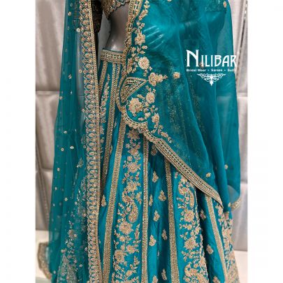 Peacock Blue Silk Bridal Lehenga