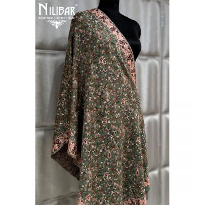 Mint Green Pure Wool Embroidered Shawl