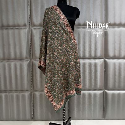 Mint Green Pure Wool Embroidered Shawl