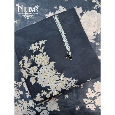 Black Cotton Shirt & Bottom Paired With Dupatta