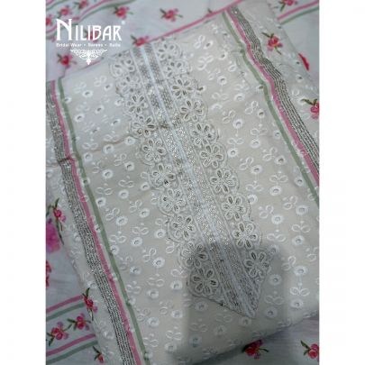 Ivory Chikankari Shirt & Bottom Paired With Dupatta