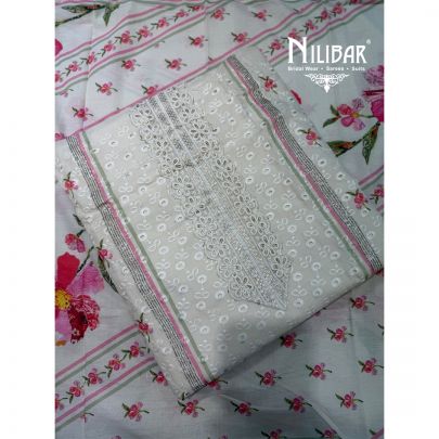 Ivory Chikankari Shirt & Bottom Paired With Dupatta